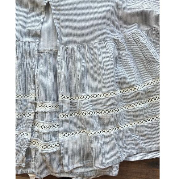 Caslon Striped Cotton Midi Dress Gray White Sleeveless Ruffle Summer M coastal - Picture 8 of 9